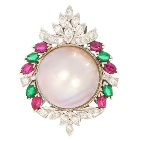 White Gold Mabe Pearl Cocktail Ring