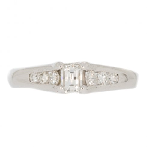White Gold Millennium Cut Diamond Solitaire Ring