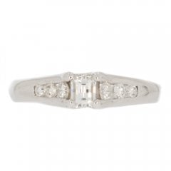 White Gold Millennium Cut Diamond Solitaire Ring