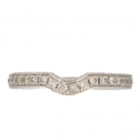 White Gold Patterned Diamond Shaped Ring,