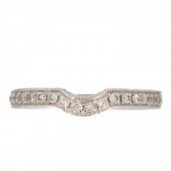 White Gold Patterned Diamond Shaped Ring,