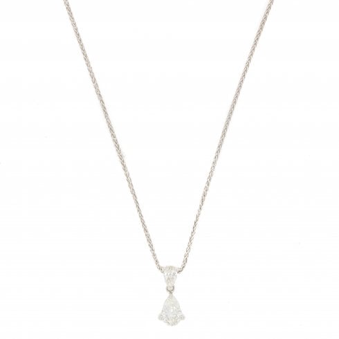 White Gold Pear-Cut Diamond Drop Pendant