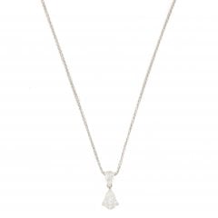 White Gold Pear-Cut Diamond Drop Pendant