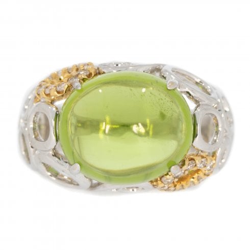 White Gold Peridot & Diamonds Dress Ring