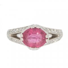 White Gold Pink Tourmaline & Diamond Dress Ring