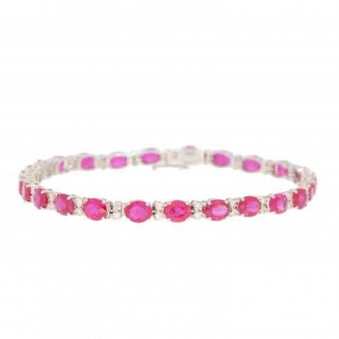 White Gold Pink Tourmaline & white Sapphire Bracelet