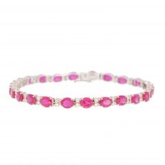 White Gold Pink Tourmaline & white Sapphire Bracelet