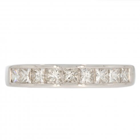 White Gold Princess-Cut Diamond Half Eternity Ring
