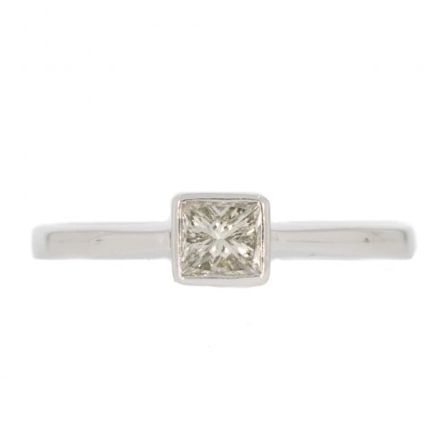 White Gold Princess Cut Diamond Solitaire Ring