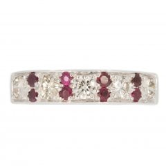White Gold Ruby & Diamond Half Eternity Ring