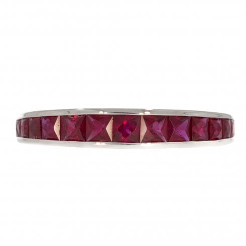 White Gold Ruby Half Eternity Ring