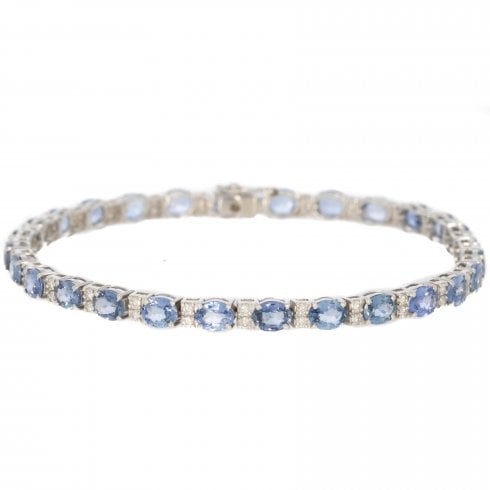 White Gold Sapphire & Diamond Bracelet