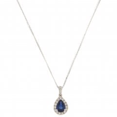White Gold Sapphire & Diamond Cluster Pendant