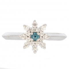 White Gold Sapphire & Diamond Cluster Ring