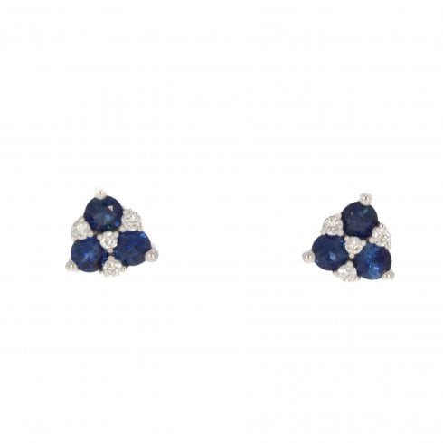 White Gold Sapphire & Diamond Stud Earrings