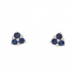 White Gold Sapphire & Diamond Stud Earrings