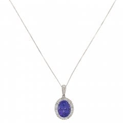 White Gold Tanzanite & Diamond Cluster Pendant
