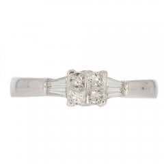 White Gold Tile-Set Diamond Cluster Ring