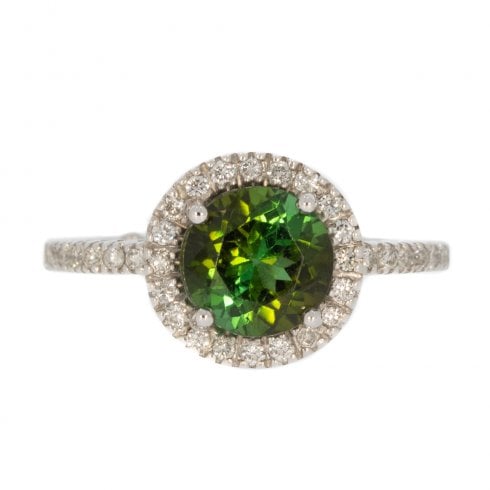 White Gold Tourmaline & Diamond Ring