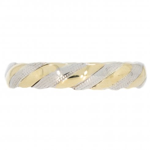 White & Yellow Gold 4mm Twist Wedding Band