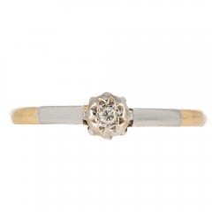 World War Period Gold and Platinum Diamond Solitaire