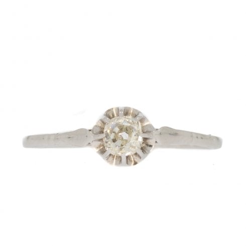 World War Period Gold Diamond Solitaire Ring