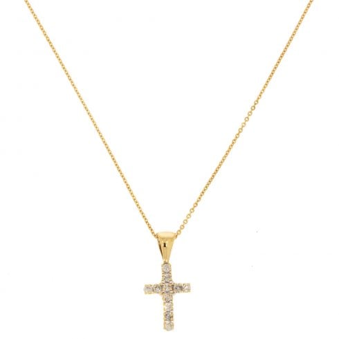Yellow Gold Diamond Cross Pendant